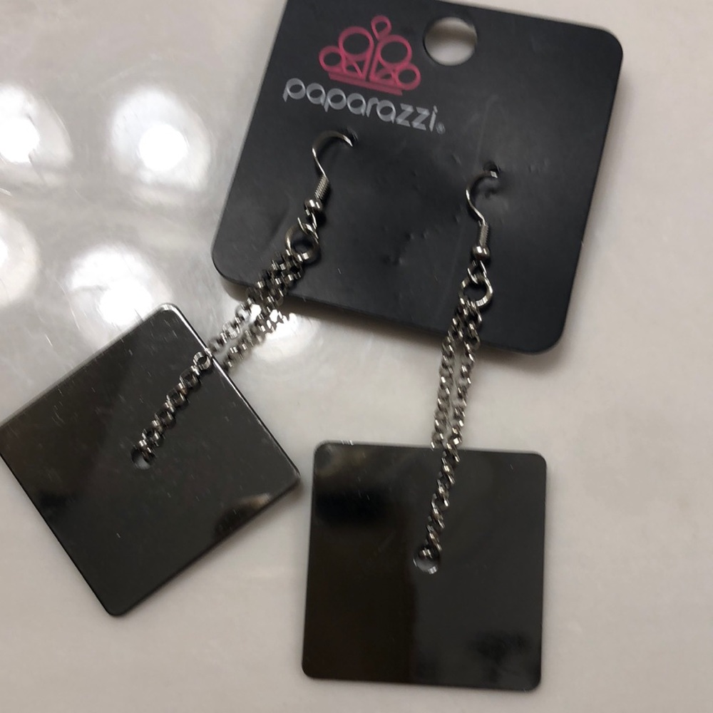 Gun Metal & Silver Earrings